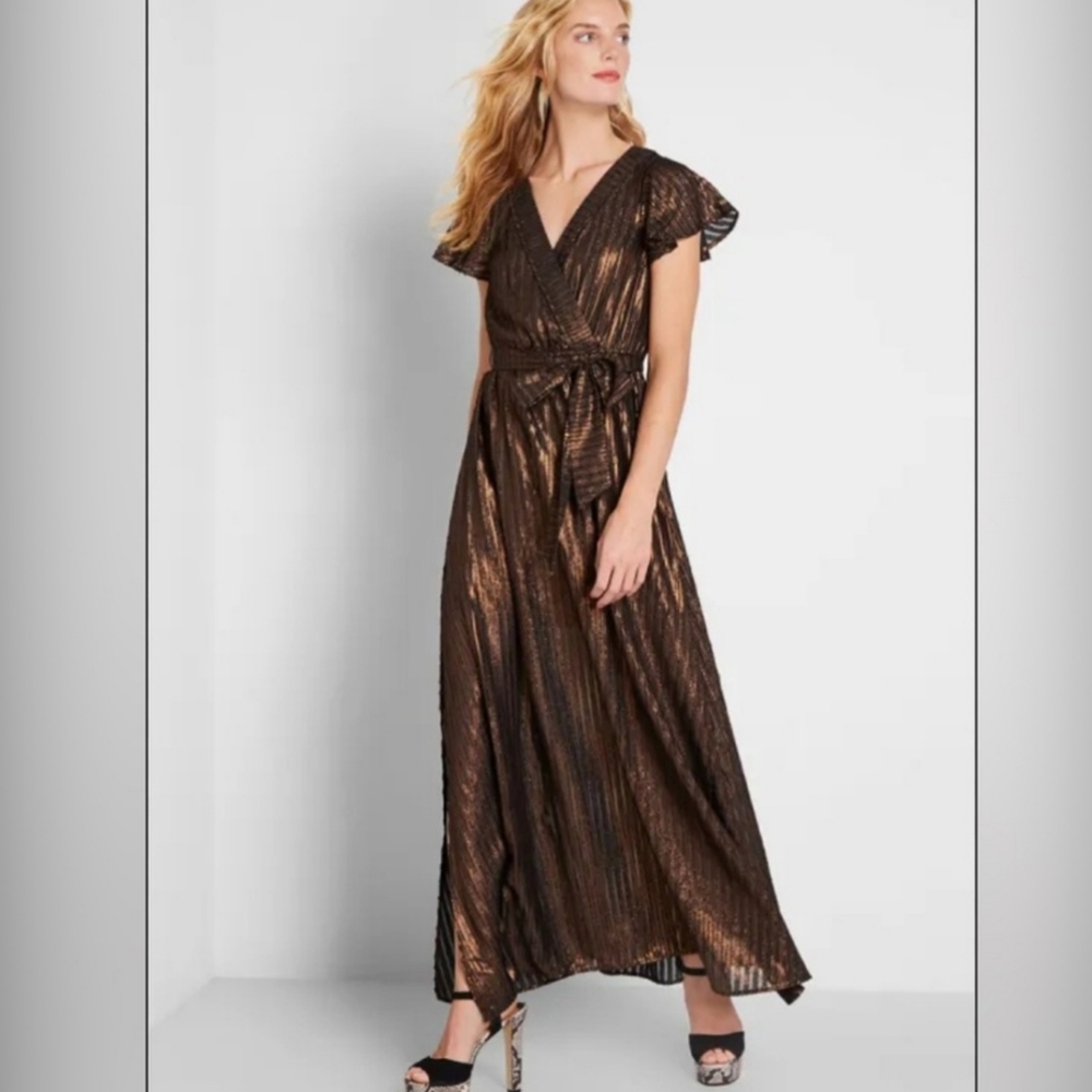 Modcloth Shimmering Bronze Maxi Dress